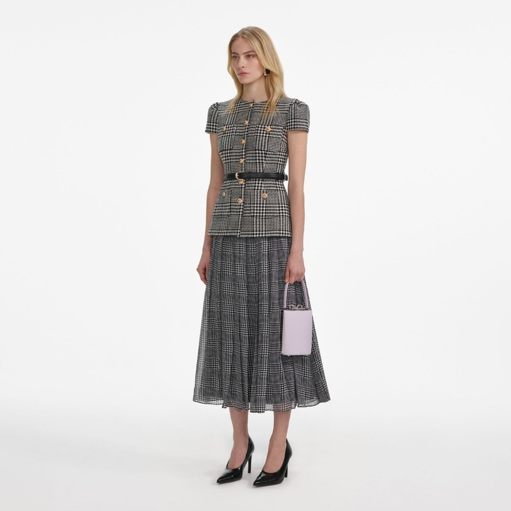 Self-Portrait Houndstooth Tailored Midi Dress - Picture 2 of 6
